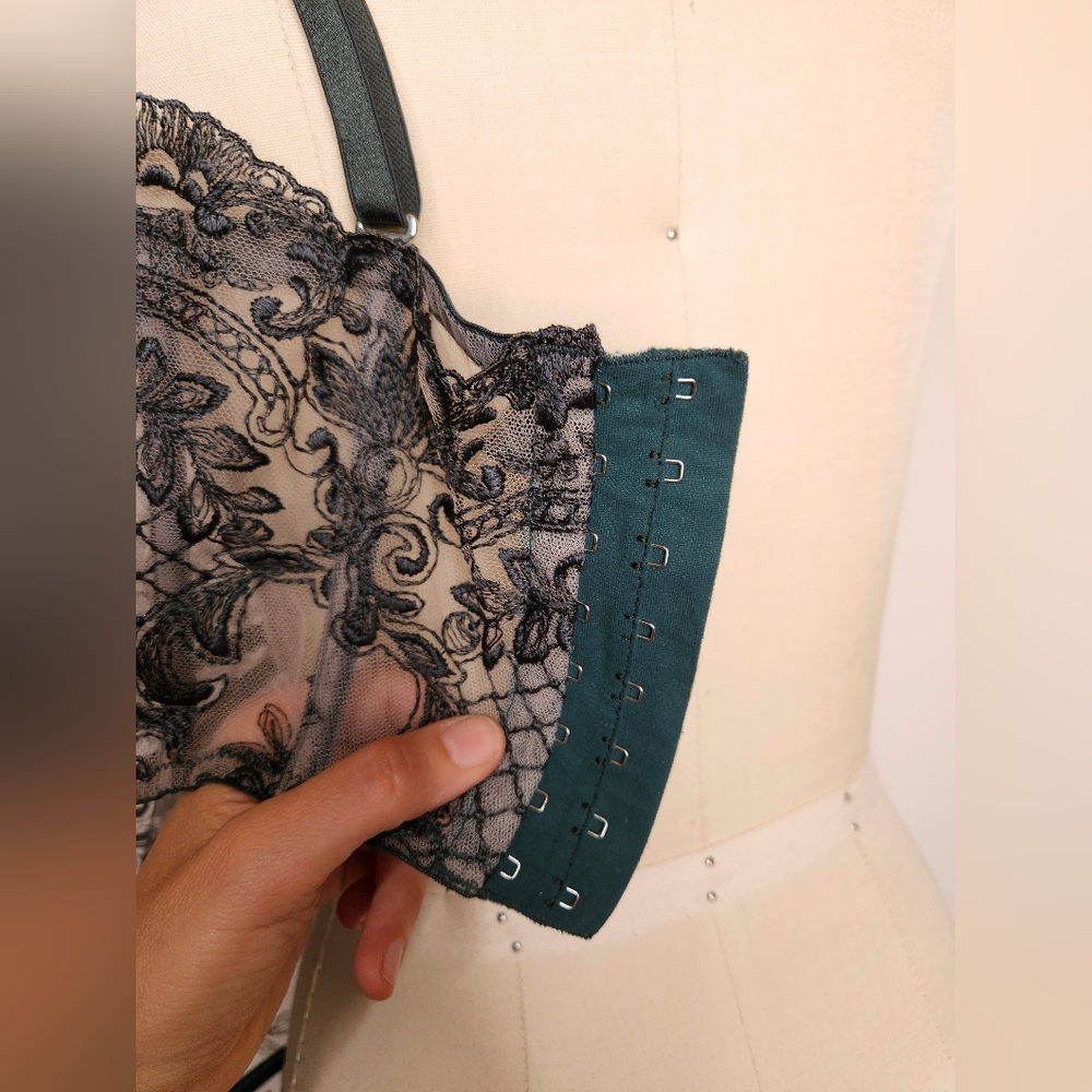 I.D. Sarrieri Green Lace Bustier 34C Sheer See through Sexy Used Once $600 - Picture 10 of 11